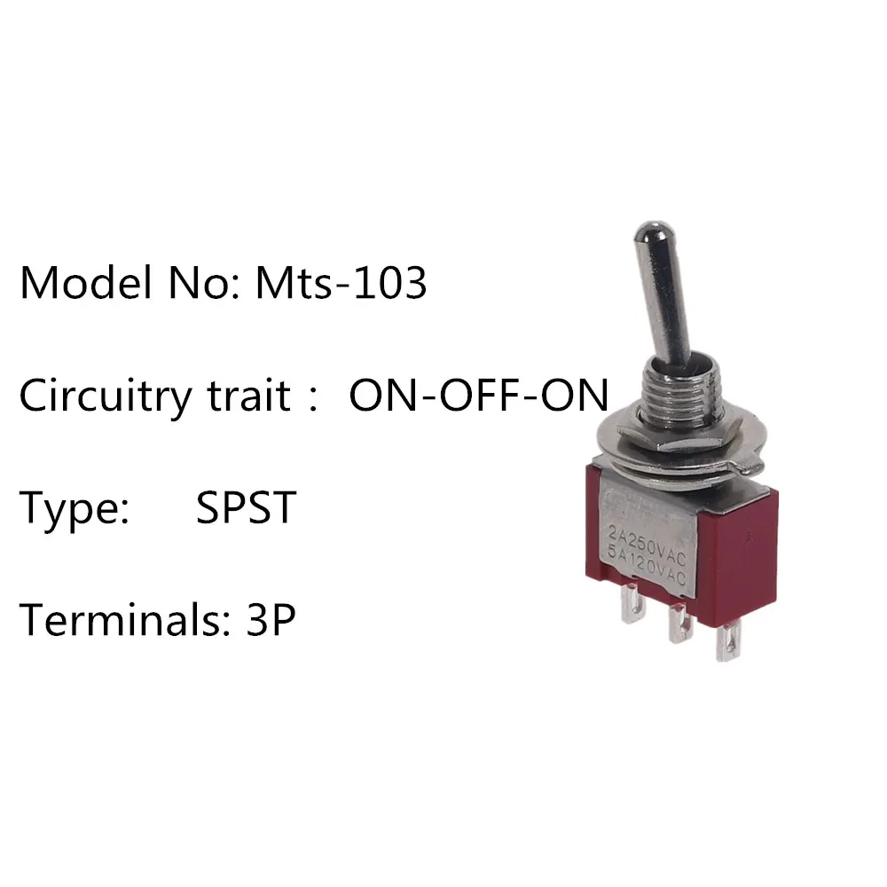 1 шт. миниатюрный тумблер красный Mts-102 MTS-101 MTS-202 MTS-303 MTS-402 250V 2A 125V 5A - Цвет: MTS-103