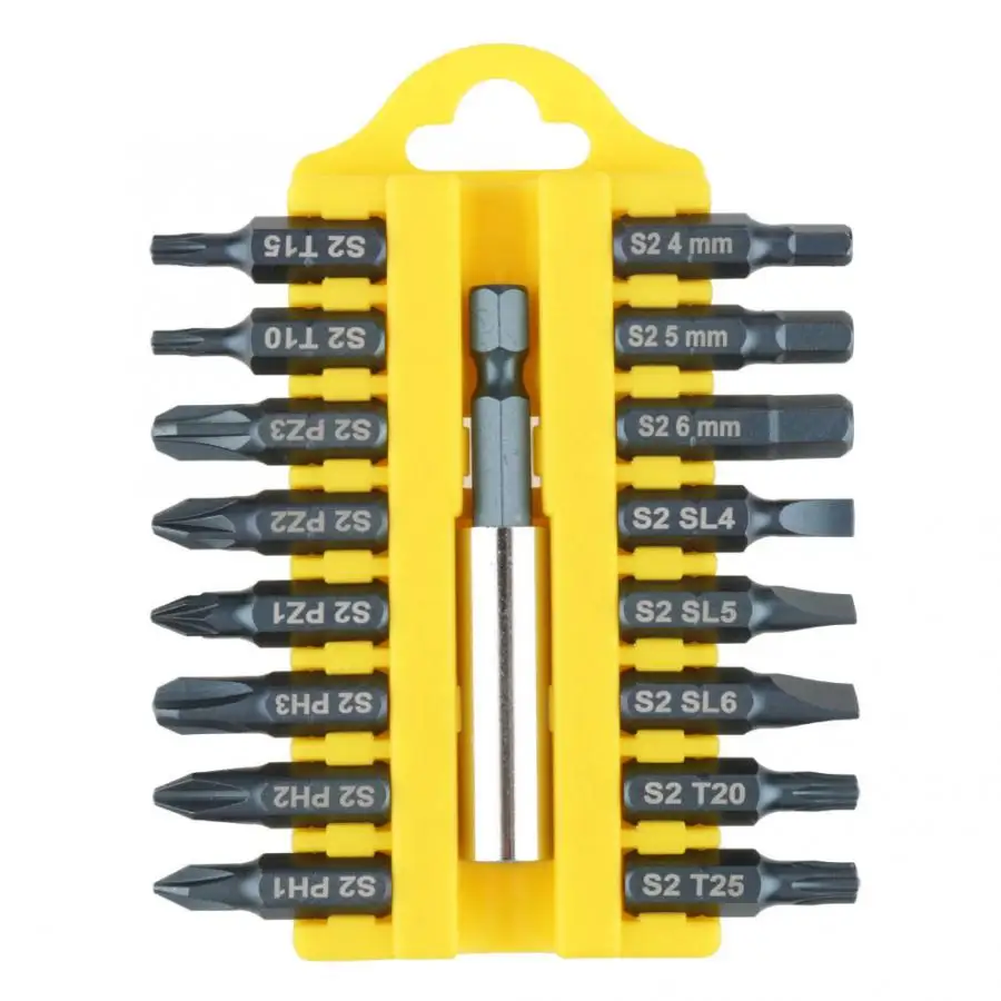 17 шт. многофункциональная отвертка Набор бит с прорезями головка с держатель хвостовика 0632 T10-T25 1,5-6 мм - Цвет: A