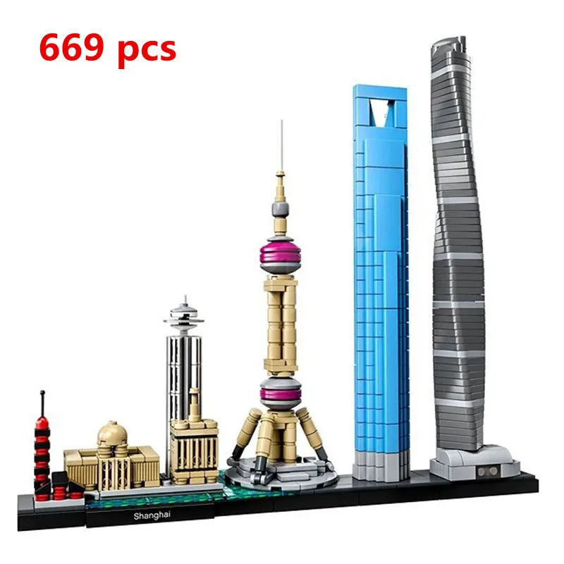 

New Lepin Architecture Shanghai Skyline Set 17009 Compatible Legoing 21039 Bausteinziegelsteine Toys As Funny Gift For Children