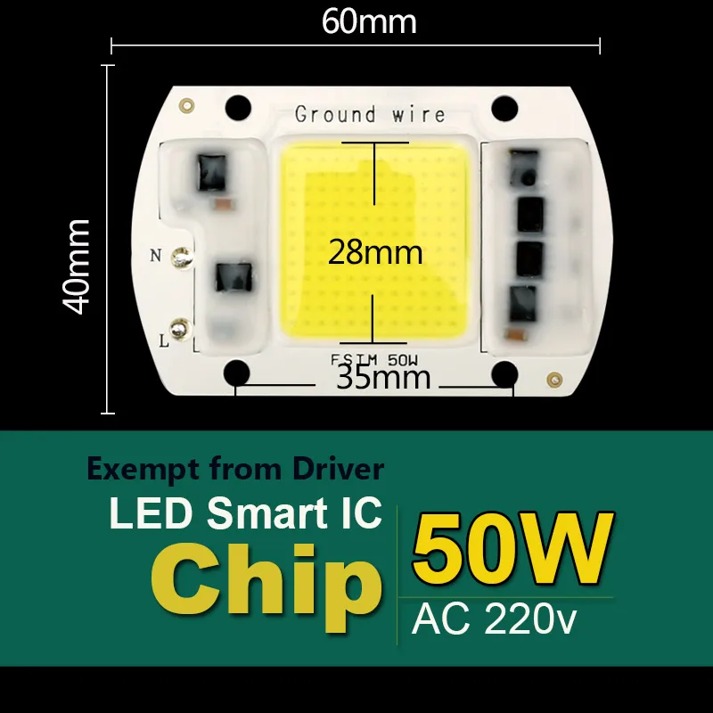 COB Светодиодный лампа 100 Вт 50 Вт 30 Вт, 20 Вт, 220V Вход светодиодный чип смарт-ic Fit без драйвер светодиодный светильник для Светодиодный прожектор, точечный светильник - Испускаемый цвет: 50W