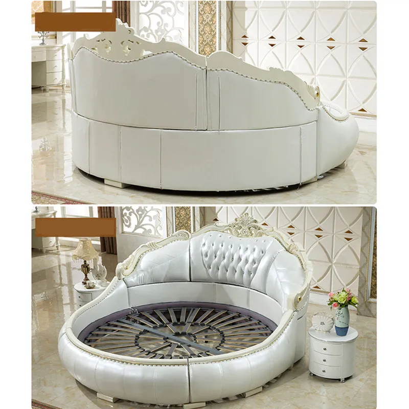 

Newest Arrival Strong Structure Leather Round Bed Wedding Bed