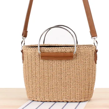 

Woven Women's Handbag Handmade Summer Straw Beach Bag Bohemian Ladies Shoulder Crossbody Bag Drawstring Female Knitting Tote