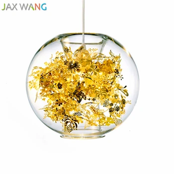 

Glass ball Pendant Lights Nordic postmodern minimalist Pendant Lamp bedroom romantic flowers Hanging Light Fixtures