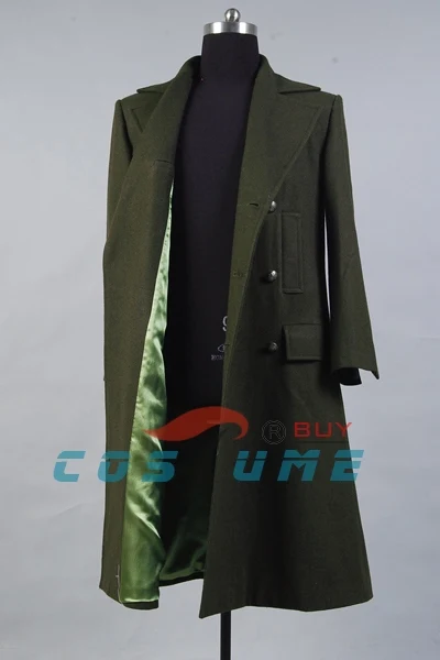 Cosplay&ware Who Doctor Dr Dark Green Long Wool Trench Coat Cape Jacket Cosplay Costume Men Halloween -Outlet Maid Outfit Store