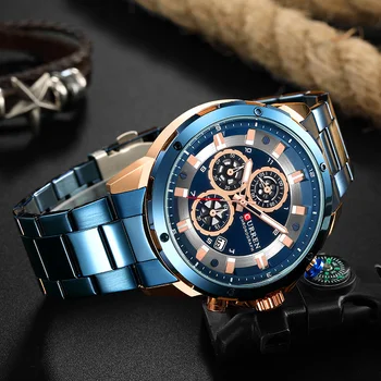 

CURREN Watch for Men Blue Luxury Quartz Stainless Steel Man Watches Top Brand Luxury Chronograph Clock Watch Luxury Wristwatches