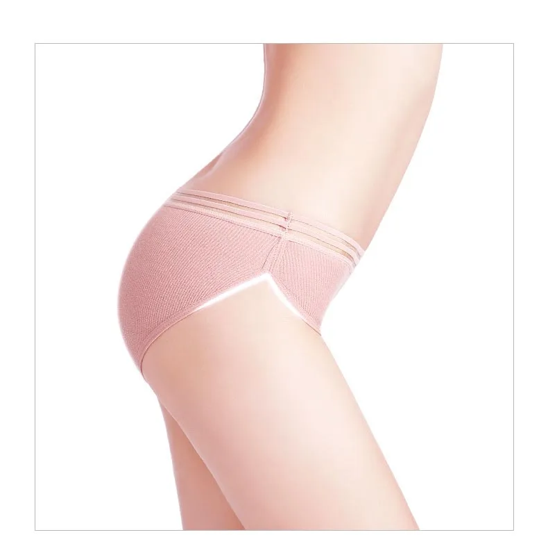 Fashion Panties Mid Rise Screw Thread Briefs Solid Breathable Panty Women Striped Sexy Lingerie Underwear Women Plus Size L-XXL (14)