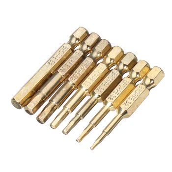 

BROPPE 7Pcs Gold 50mm 1.5/2/2.5/3/4/5/6mm Magnetic Hex Head Screwdriver Bits S2 Steel 1/4 Inch Hex Shank Screwdriver