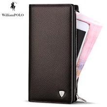Luxus Marke WilliamPOLO 2017 Männer Geldbörse Bolsa Feminina Reißverschluss Geldbörse Solide Kartenhalter Geldbörsen Coin Halter Braun POLO128