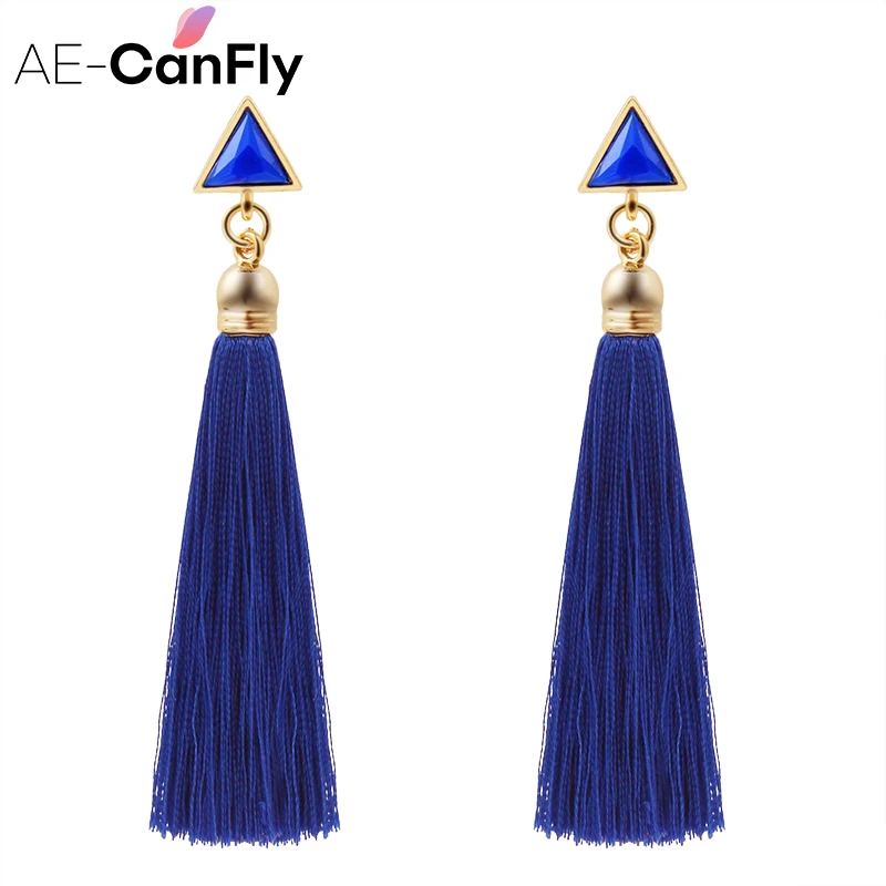 

Vintage Fringe Long Tassel Earrings Luxury Triangle Dangle Drop For Women 4 colors Bohemian Earrings Boho EX279