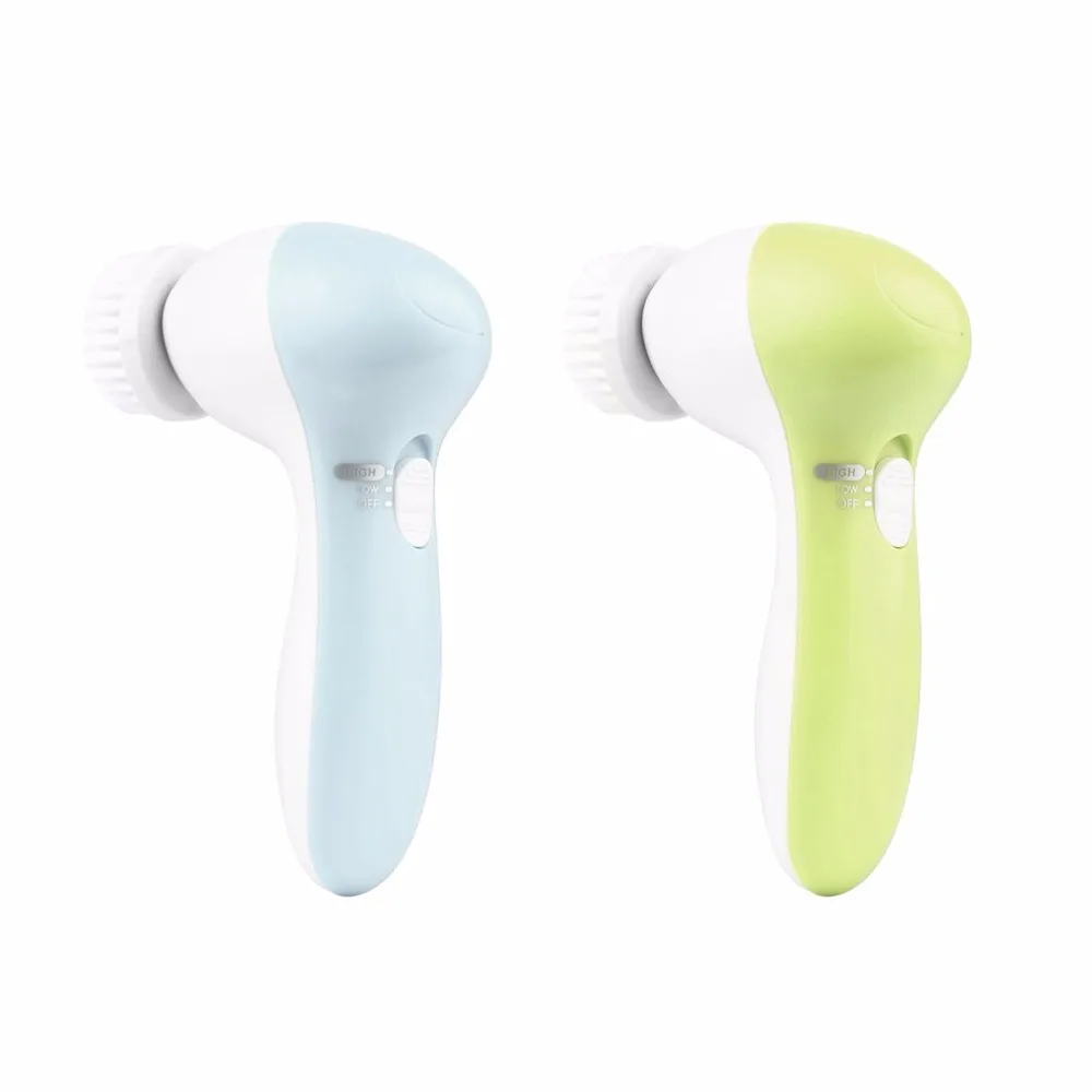 1 Set 5-in-1 Electric Wash Face Brush Facial Cleansing Device Pore Cleaner Body Cleaning Massage Mini Skin Beauty Massager