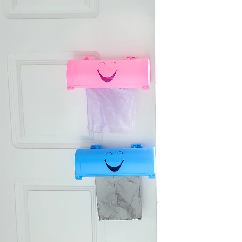 حلوى بلاستيكية اللون ابتسامة الوجه المنزل صديقة للبيئة الحائط كيس النفايات صندوق تخزين المطبخ الحمام الحاويات المنظم