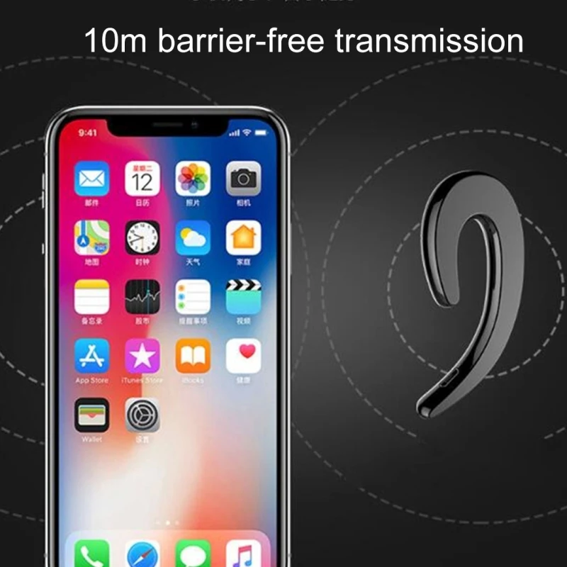 B18 Bone Conduction Bluetooth V4 1 Sports Headphone Earhook Headset For iphone X 8plus Galaxy S9 S9 and Other Smart Phones