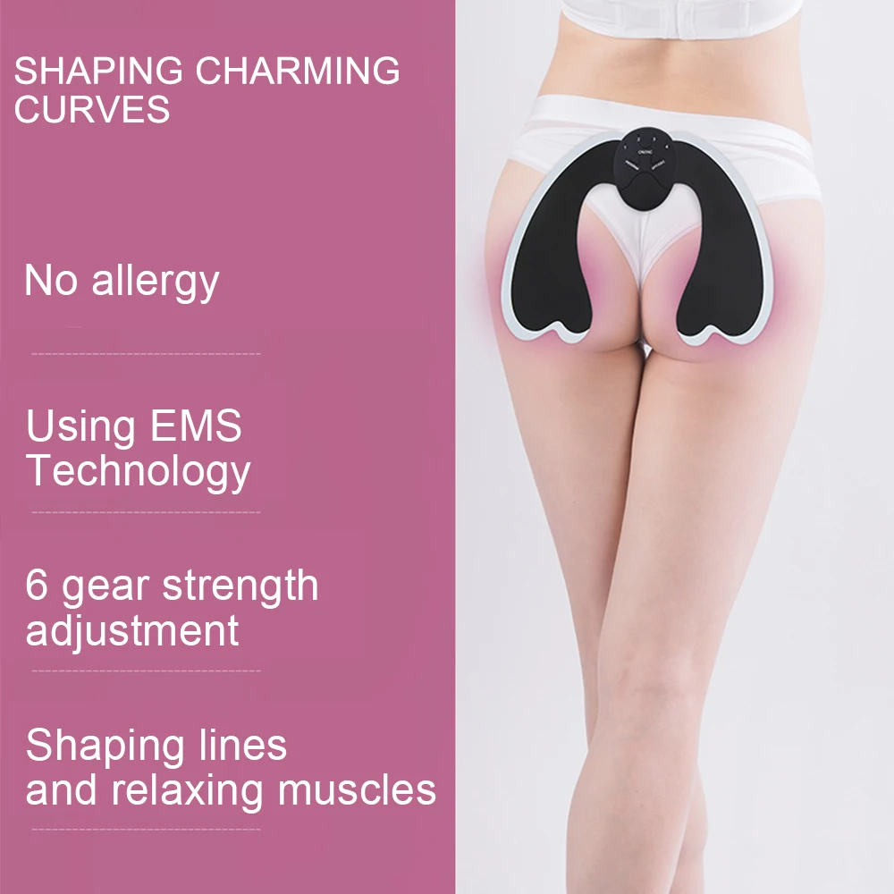 Pink EMS Hip Trainer Myostimulator ABS Muscle Stimulator Buttock Fitness Lifting Buttocks Toner Trainer Hip Slimming Massager