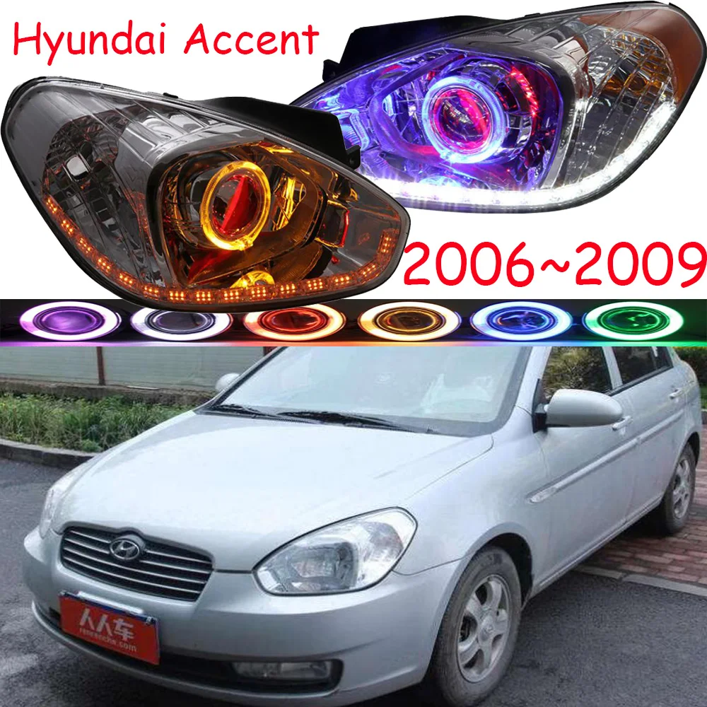 Автомобильный головной светильник для hyundai Accent, головной светильник solaris, 2006~ 2009 лет, DRL, биксеноновые линзы, solaris, головной светильник HI LO HID, противотуманная фара