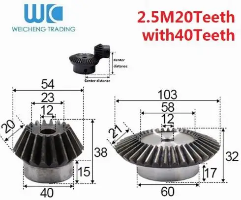 2 шт. 1:2 коническая шестерня 2 модуля 20 зубьев отверстие 10 мм+ 40 зубьев внутреннее отверстие 12 мм 90 градусов привод коммутации сталь шестерни s