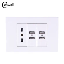 Coswall настенная розетка, итальянская/Чили электрическая розетка с 4 USB зарядным портом для мобильных 118 мм* 80 мм