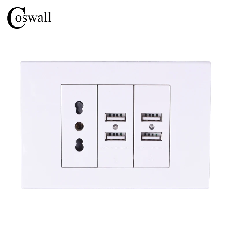 Настенная розетка Coswall итальянская/Чили электрическая с 4 usb портом зарядного