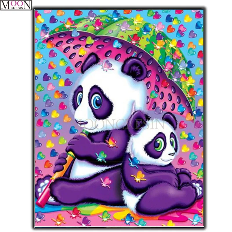 

5D DIY Diamond Embroidery Purple Panda & Her Baby Diamond Painting Cross Stitch Full Square 3D Diamond Mosaic Decoration Cartoon