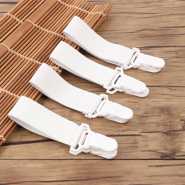 4 8pcs practical white fasteners elastic buckle mattress cover elastic sheet grippers