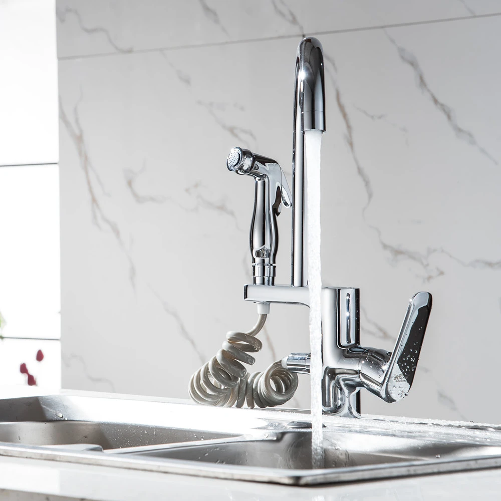 Spring Style Kitchen Faucet Brushed Nickel Faucet Pull Out All Around Rotate Swivel 2-Function Water Outlet Mixer Tap Torneira21