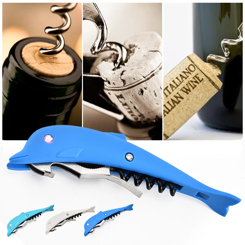 

Creative Dolphin beer Bottle Opener Stainless Steel Wine Corkscrew Beer Bottle Can Remover Cutter Bar Kitchen Tools Accessoires