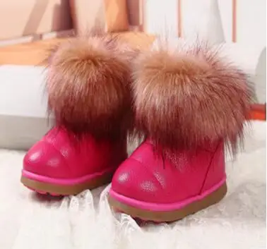 QGXSSHI/ г. Зимняя теплая шерстяная ткань с мягким ворсом из кроличьего меха на резиновой подошве, детские зимние ботинки детская обувь для девочек, ботинки - Цвет: Красный