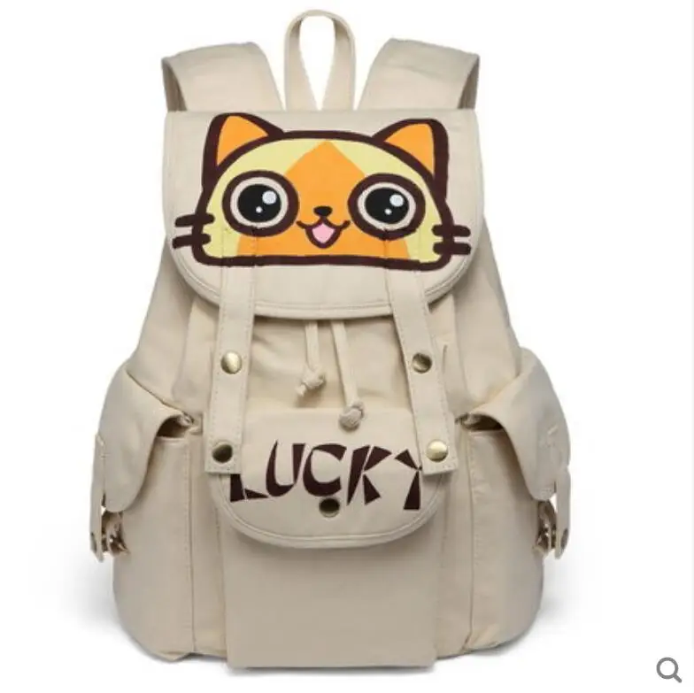 

2018 new canvas shoulder bag men and women Korean fashion student school bag campus hand-painted large capacity cartoon backpack