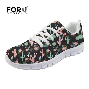 

FORUDESIGNS Cactus Printing 2018 Breathable Sneaker Shoes for Ladies Casual Shoes Autumn Mesh Shoe Lightweight Brand Designer