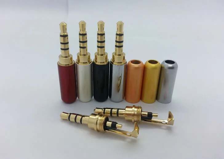 10Pcs Copper 4 Pole 3.5mm Plug Male Headphone Jack with Clip 3.5 mm Audio Connector For 4mm