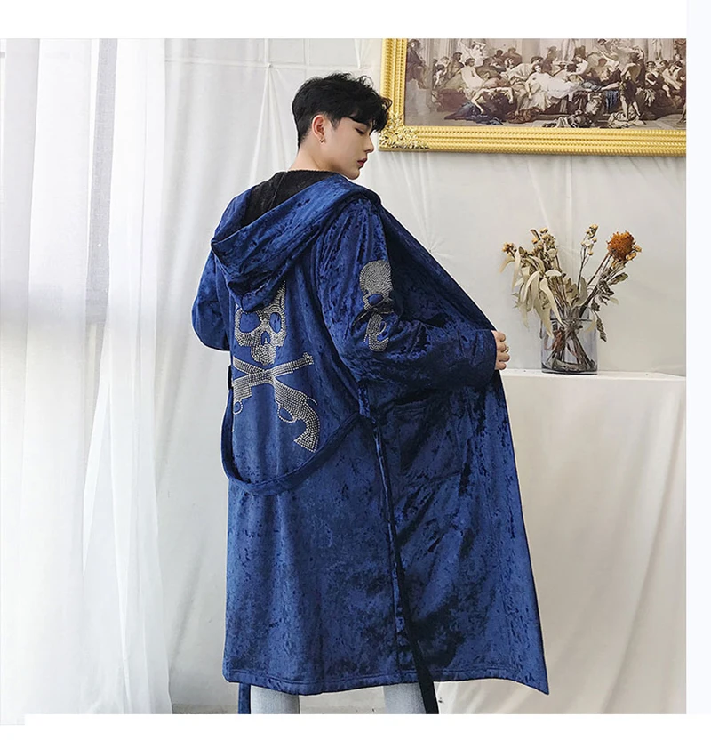 Male Trench Coat Men Black Long Punk Rave Steampunk  (13)