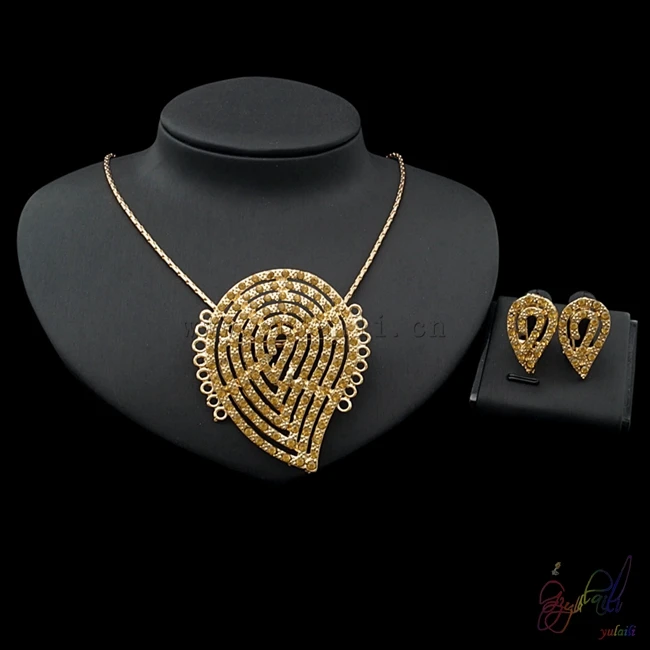 

Yulaili Free Delivery Gold Plating Crystal Unique Design Ladies Costume Two Jewelry Sets