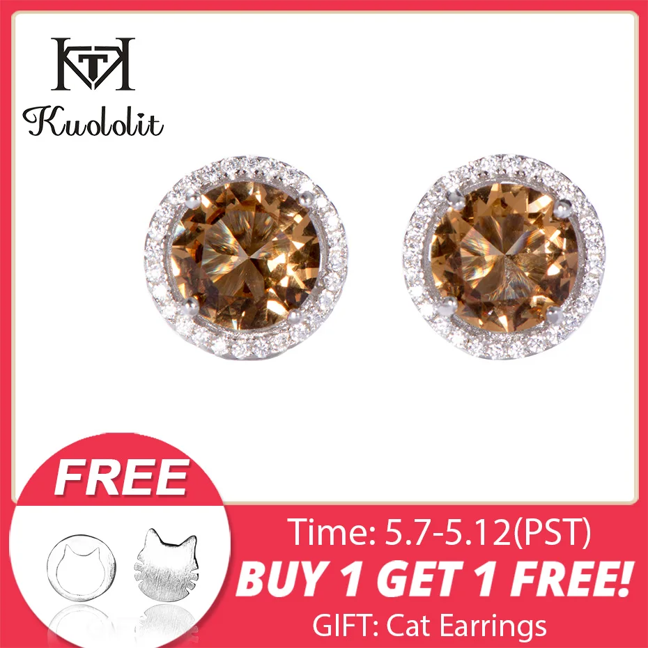 

Kuololit Zultanite Gemstone Stud Earrings for Women Solid 925 Sterling Silver Color Change Diaspore Special Stone Fine Jewelry