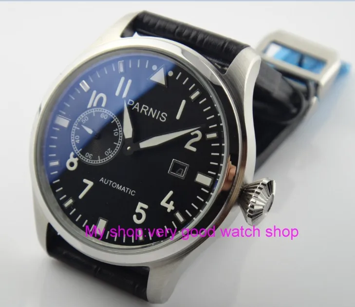 

47 mm Big PARNIS Black dial Automatic Self-Wind movement Auto Date men watches luminous Mechanical watches 21SY