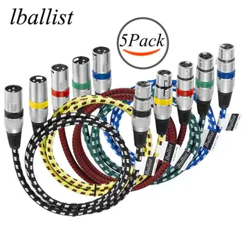 

lballist 3Pin XLR Cable Male to Female OFC Copper Foil Braided Shielded For Mic Mixer Amp 1m 2m 3m 5m Colour Braided 5pcs Pack