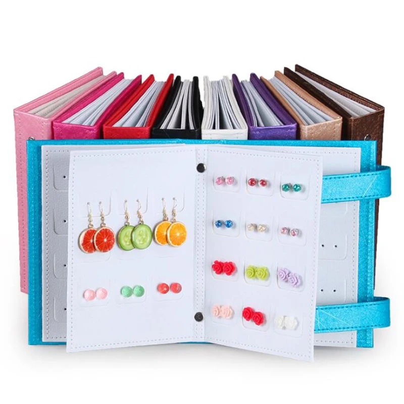 

Women Stud Earrings Organizer Book PU Leather Earring Storage Box Creative Casket Jewelry Display Holder Jewellery Organizer