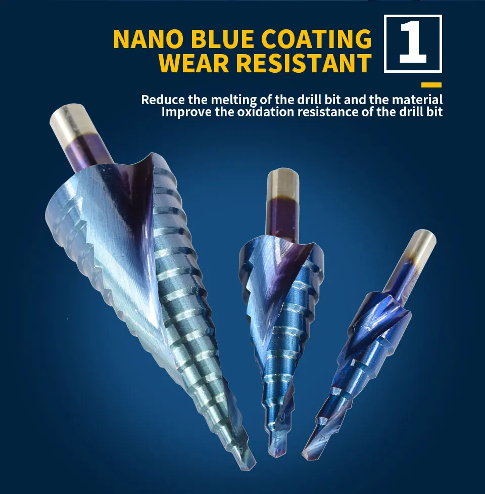 4-32 мм HSS Супер нано синий с покрытием Шаг сверло инструменты для сверления металл высокая скорость сталь резак для дерева шаг Конус дрель