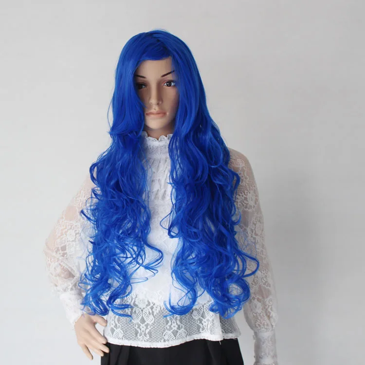 Free Shipping2013 New Arrival Big Wave Long Curlys Neat Bule Wig Burgundy Cosplay Party Synthetic Hair High Quality CM-A0003 |