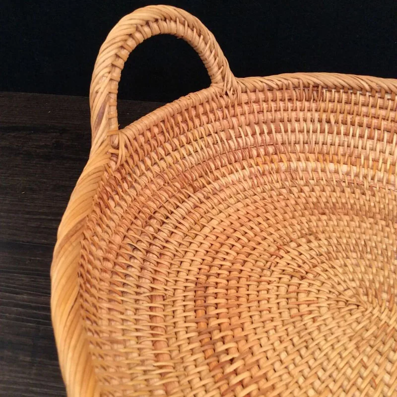 Oval rattan fruit basket Snacks food dry fruit dessert Fruits storage Tray decorative storage basket rattan table sundries tray