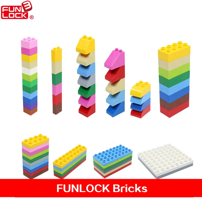 Детали для сборки игрушек Funlock Duplo 4 пластины 4x8 точек|construction toys|toy assemblerassembly toy |