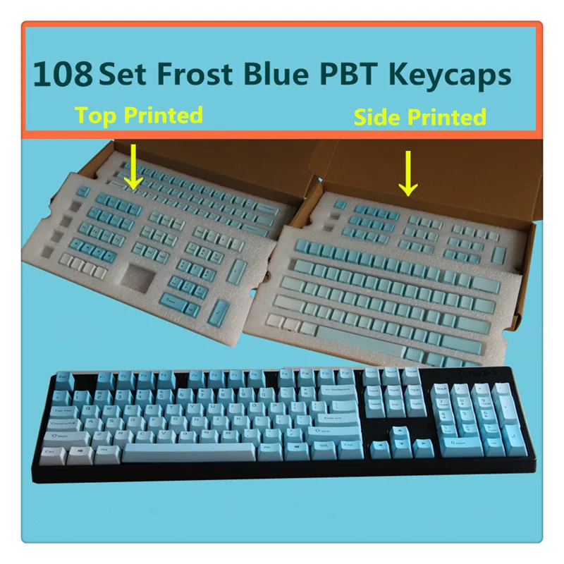 Колпачки для ключей Frost Blue PBT Top/Side/спереди принт вишни MX колпачки переключатели