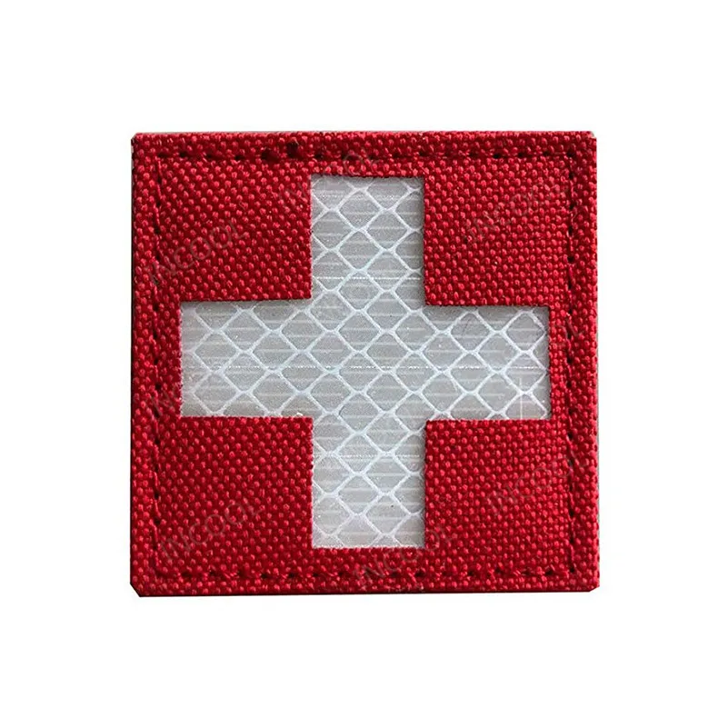 Reflective Medic Red Cross EMT Star of Life Embroidery Patch Military Morale Patches Tactical Emblem Applique Embroidered Badges - Color: 6