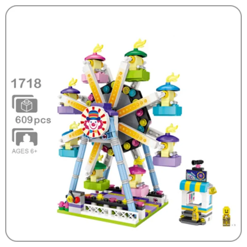 Mini Blocks Amusement Park Brick Building Blocks Toys For Kids Assembly Diy Children Street City View Educational 3D Model