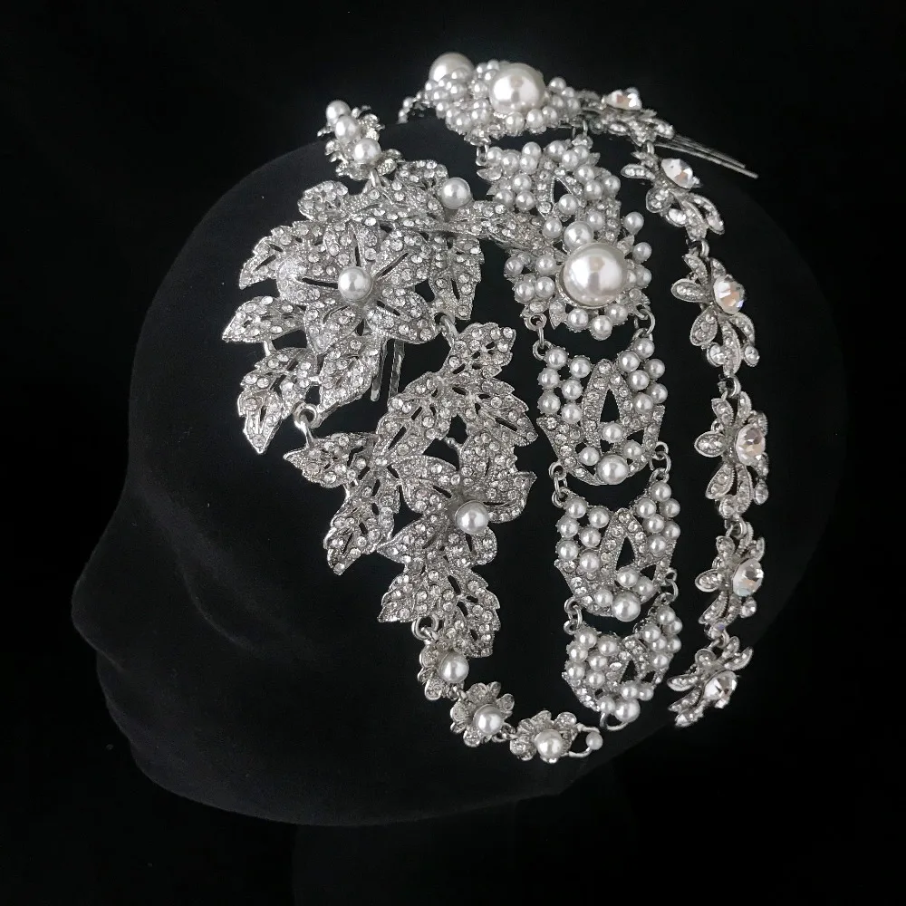 Кристалл серебряная тиара свадебная 6 дизайнерские шпильки повязка для волос Королевский головной убор свадебная одежда Корона аксессуар для женщин ювелирные изделия