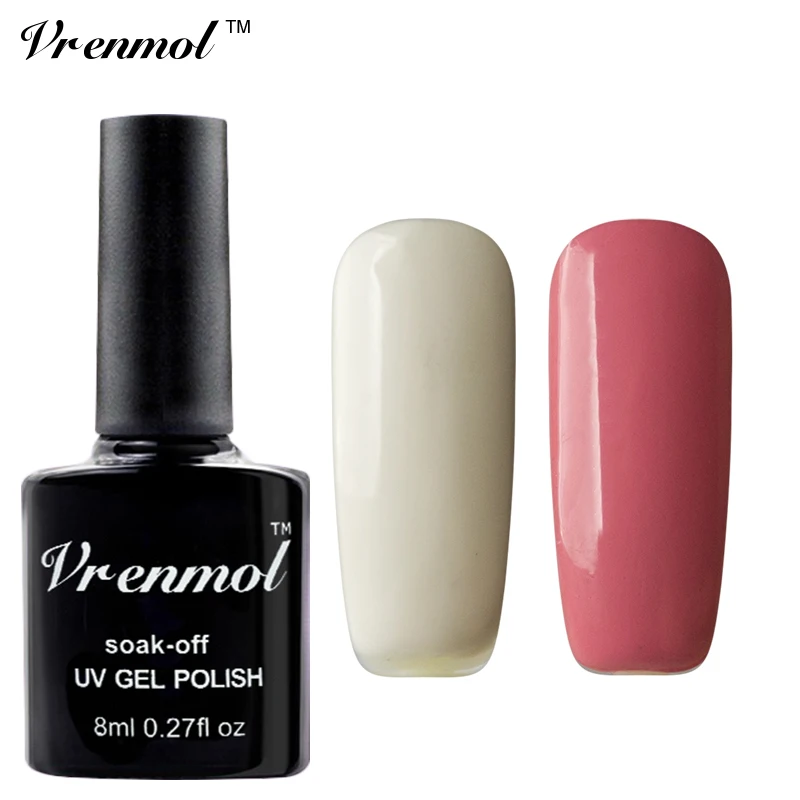Vrenmol Whtie + esmalte de Gel de uñas de Color rosa + punta para regalo guías de uñas francesas Semic permanente UV Gel barniz kit de manicura para uñas