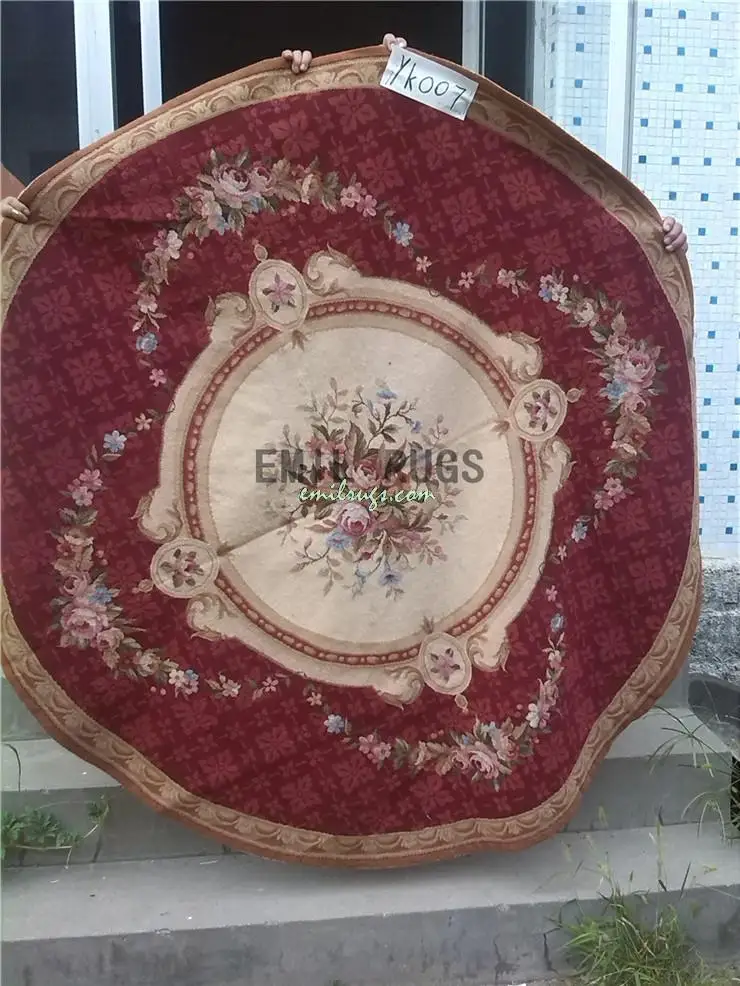 

Original Needled Wool round Carpet Of French Design Made By Old Hands Antique Chinese Hand-made Wool Sofa Floor Use