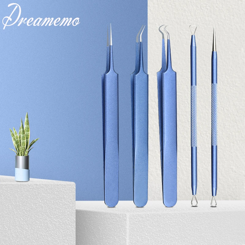 

Dreamemo Blackhead Remover Comedone Extractor Pimple Popper,Acne Removal Needle and Tweezers Set Pore Cleanser Skin Care Tool