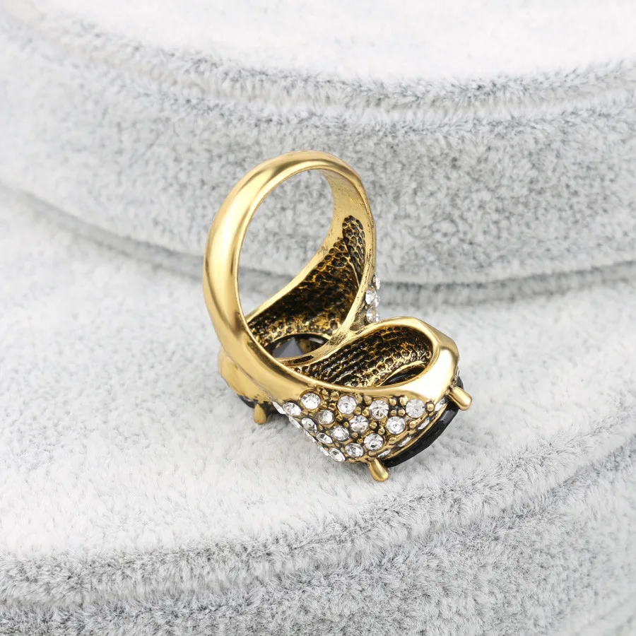 Kinel винтажные кольца для женщин Цвет древнее золото мозаика красная смола объемный белый кристалл Anillo