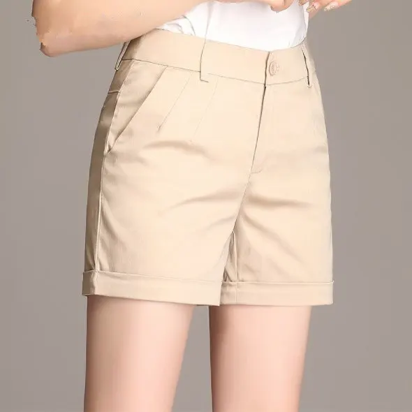 2019 женские летние шорты черный белый хаки Для женщин облегающие шорты плюс Размеры Высокая Талия Короткие штаны стрейч Горячие Штаны 4XL