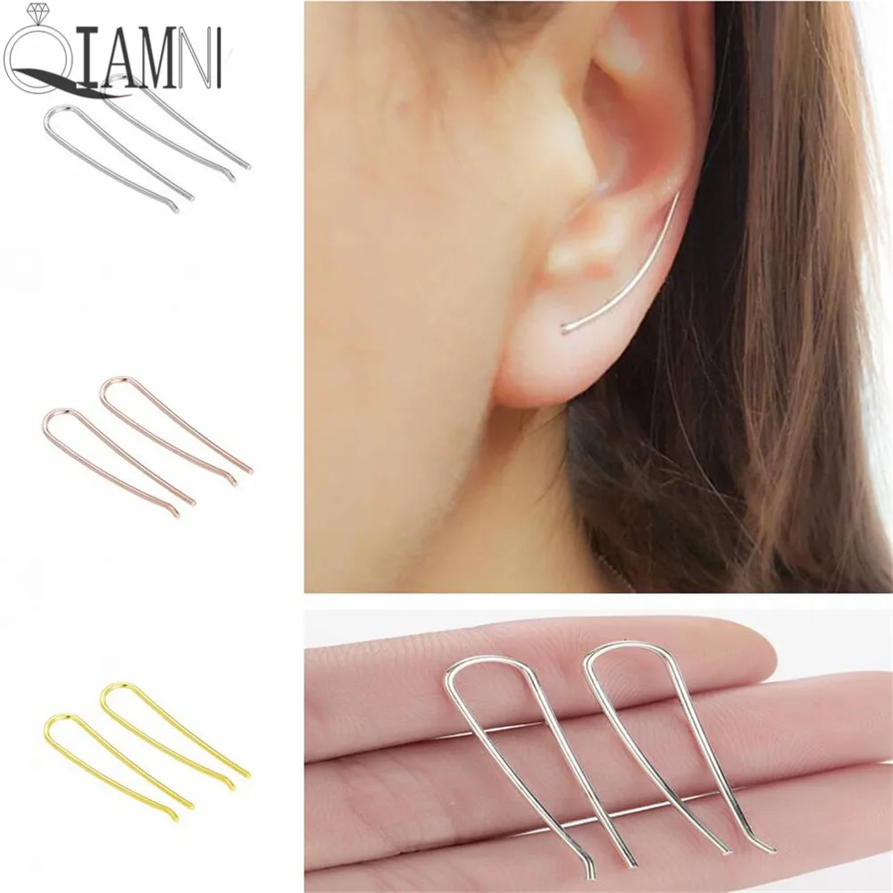 

QIAMNI Trendy Copper Line Bar Ear Climber Earring Women Punk Ear Crawler Wrap Earring Party Gift Fantaisie Brincos Pendientes