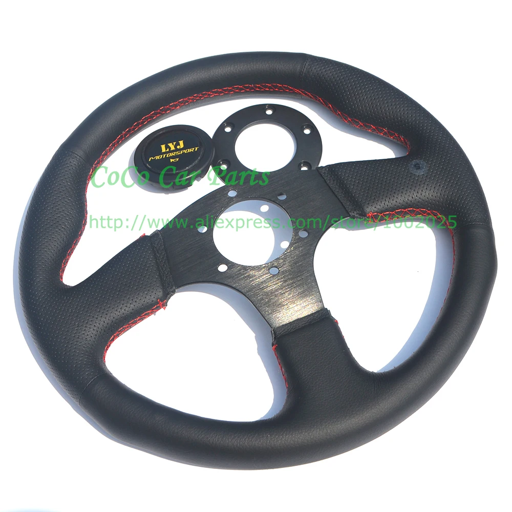 LYJ 330mm flat leather steering wheel (2)
